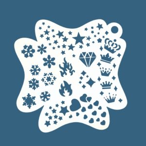 Fun Icons Face Paint Stencil – Hearts, Crowns, Fire, Diamonds & Stars